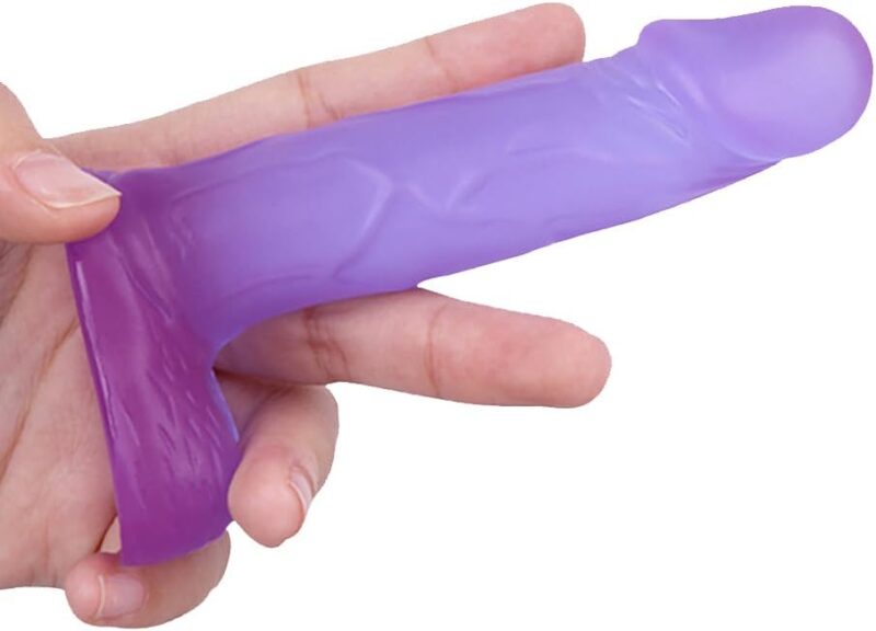 4 in Realistic Small Dildo,Beginner Anal Plug,Soft Anal Dildo with Curved Shaft and Balls,Adult Anal Sex Toy Women Men Couples.Experience Multi-Purpose Mini Style(Purple)
