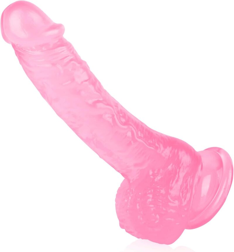 7 Inch Soft Pink Dildo, Realistic Silicone Medium Anal Dildos Stimulation Vaginal G-Spot and Anal, Safe Material Lifelike Men Penis with Strong Suction Cup, Adult Sex Toys for Women/Beginner Sexual