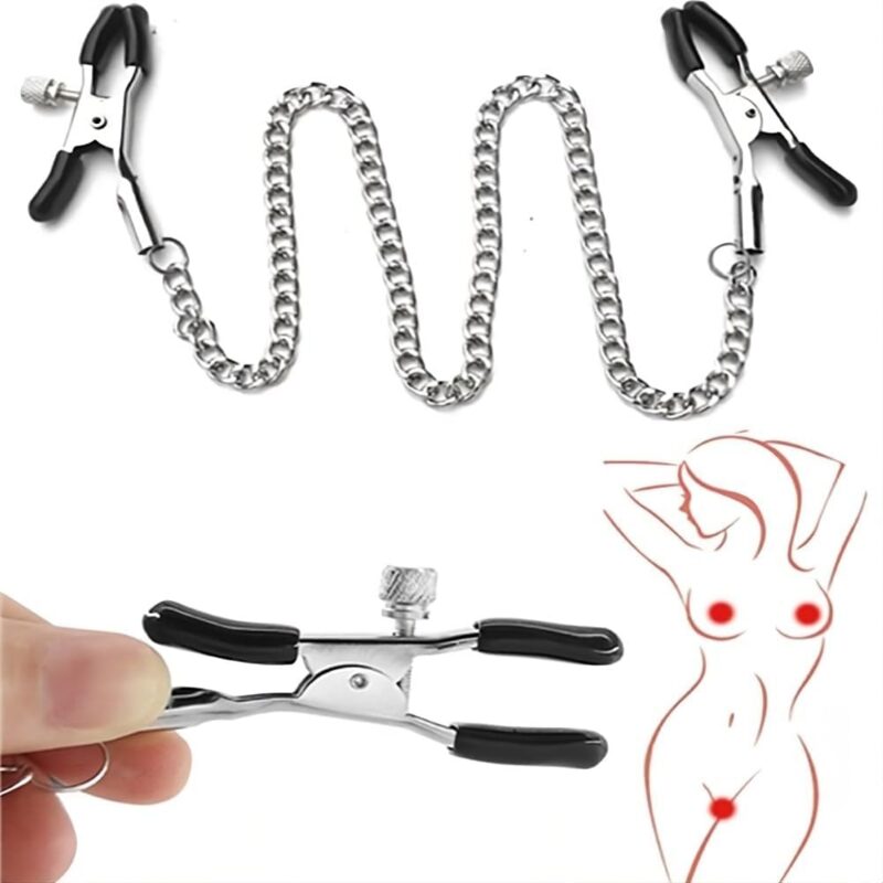 Adjustable Nipple Toys Nipple Clamps with Chain, Non-Piercing Nipple Clips for Sexual Pleasure Breast Flirting Stimulation, BDSM Bondage Sexual Wellness Adult Sex Toys for Women Bedroom Play - Image 2
