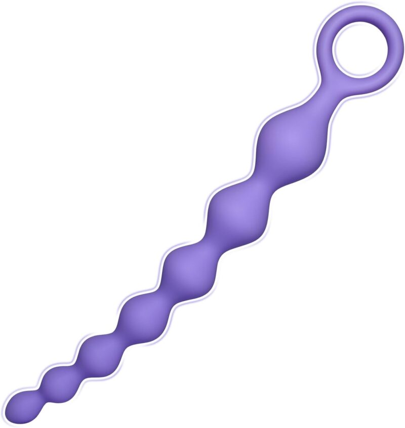 8.2-Inch Anal Beads Butt Plug with Pull Ring, Beginner's Design G-Spot Stimulator with 7 Progressive Beads, Soft Silicone Prostate Massager Anal Plug, Sex Toys for Women Men & Couples (Purple)