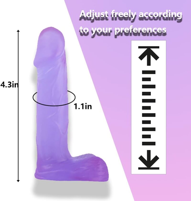 4 in Realistic Small Dildo,Beginner Anal Plug,Soft Anal Dildo with Curved Shaft and Balls,Adult Anal Sex Toy Women Men Couples.Experience Multi-Purpose Mini Style(Purple) - Image 2