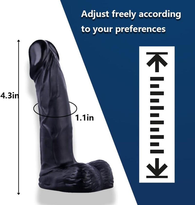 4 in Realistic Small Dildo,Beginner Anal Plug,Soft Anal Dildo with Curved Shaft and Balls,Adult Anal Sex Toy Women Men Couples.Experience Multi-Purpose Mini Style(Black) - Image 2