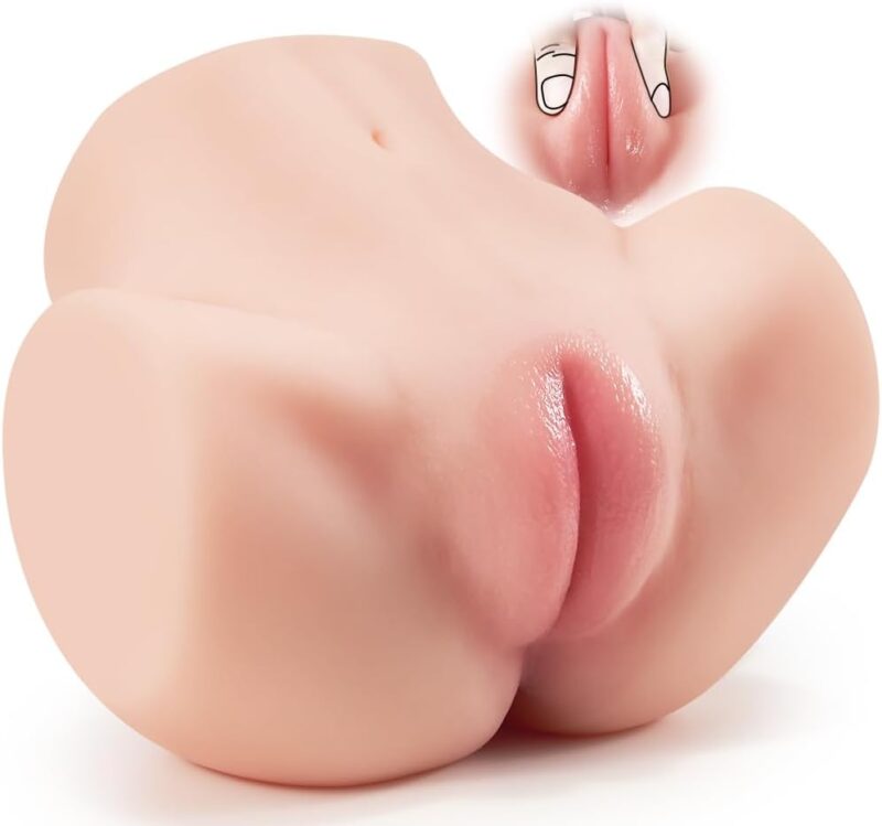 Pussy Ass Masturbator Sex Toy with Virgin Tight Labia, 2 Hole Realistic Male Masturbator with Strong Suction Channel,  4.1 LB Pocket Pussy Male Sex Toy for Men Masturbation