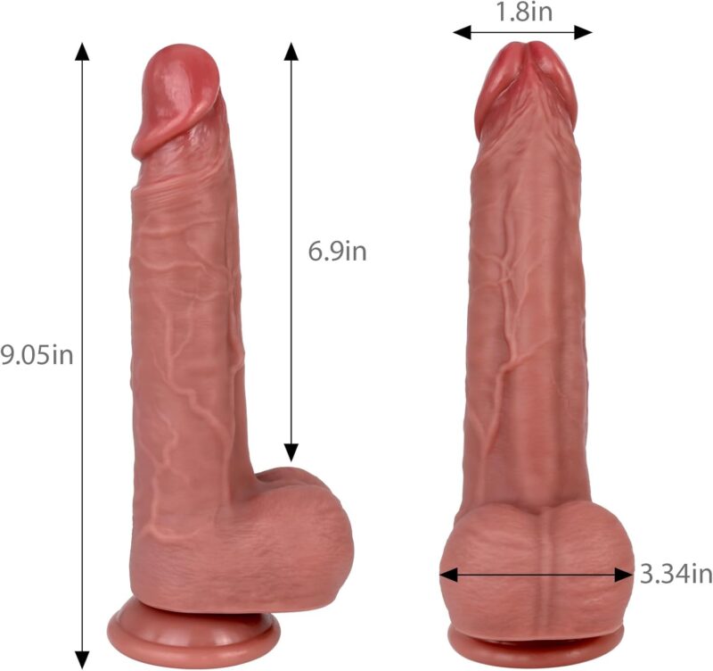 9.05 Inches Huge Flesh Lifelike Dildo - Realistic Skin Texture, Thick Liquid Silicone with Powerful Suction Cup - Adult Sex Toys for Couples, Men, Women - Image 2
