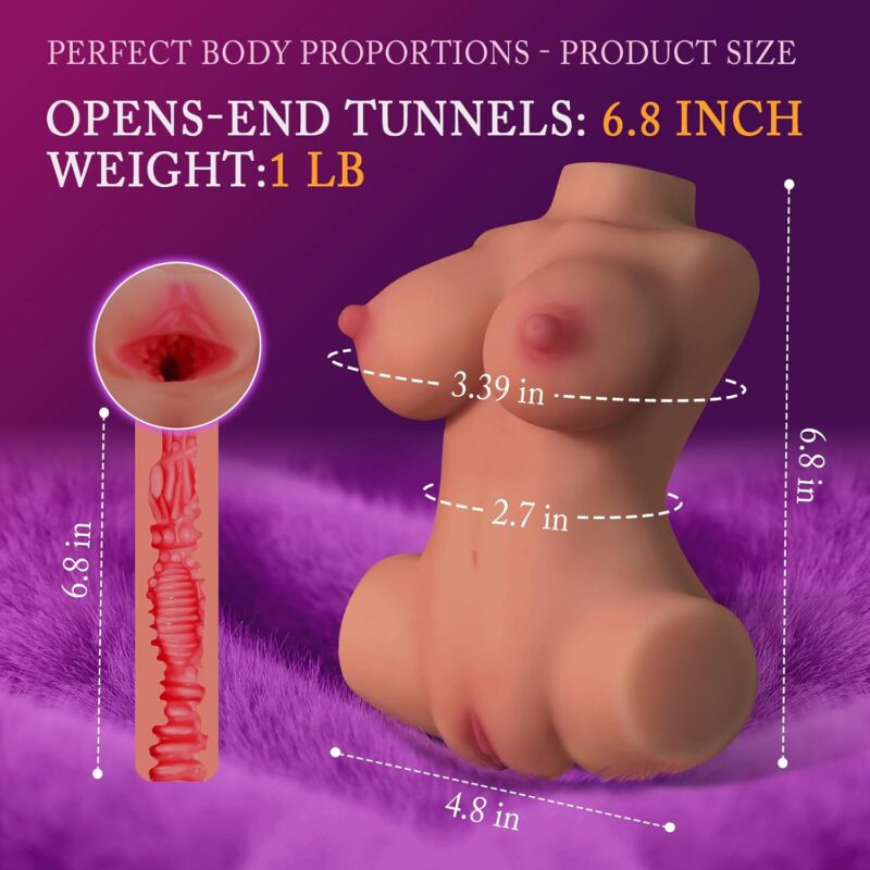 Portable Small Sex Doll Male Masturbator with Realistic Boobs Ultra Soft Stretchy Vagina, Sex Dolls Torso Adult Sex Toy,Fantasy Female Pocket Pussies for Men Penis Pleasure Training - Image 2