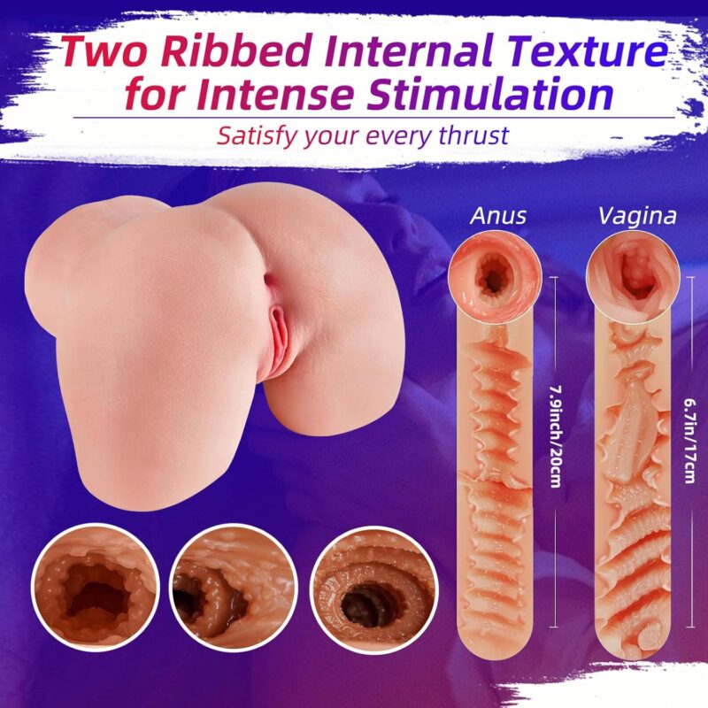 Male Masturbator Adult Sex Toys - 2 Holes Pocket Pussy Realistic Sex Dolls Male Sex Toys for Men Masturbation, 5.9 LB 3D Lifelike Soft Butt with Vagina and Anal Sex Pleasure Adult Toys Stroker - Image 2