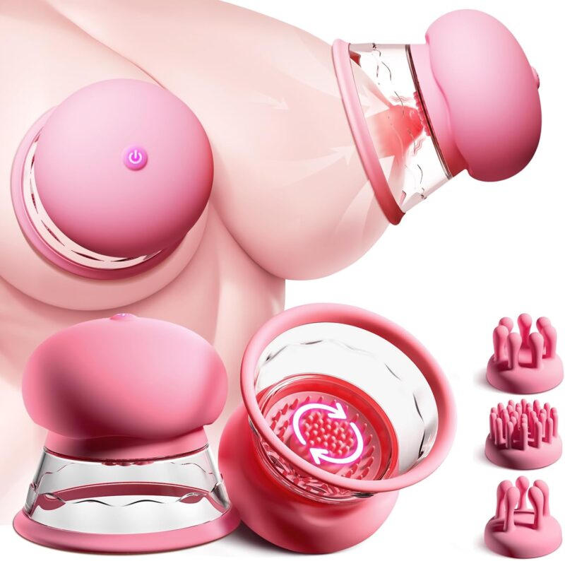 Sex Toys Sucking Nipple Toys - Nipple Vibrator Women Sex Toy Manual Sucking with 10 Powerful Rotation Modes 3 Brush Heads Stimulator Massager, Rechargeable Adult Toys for Women Couples Pleasure Rose