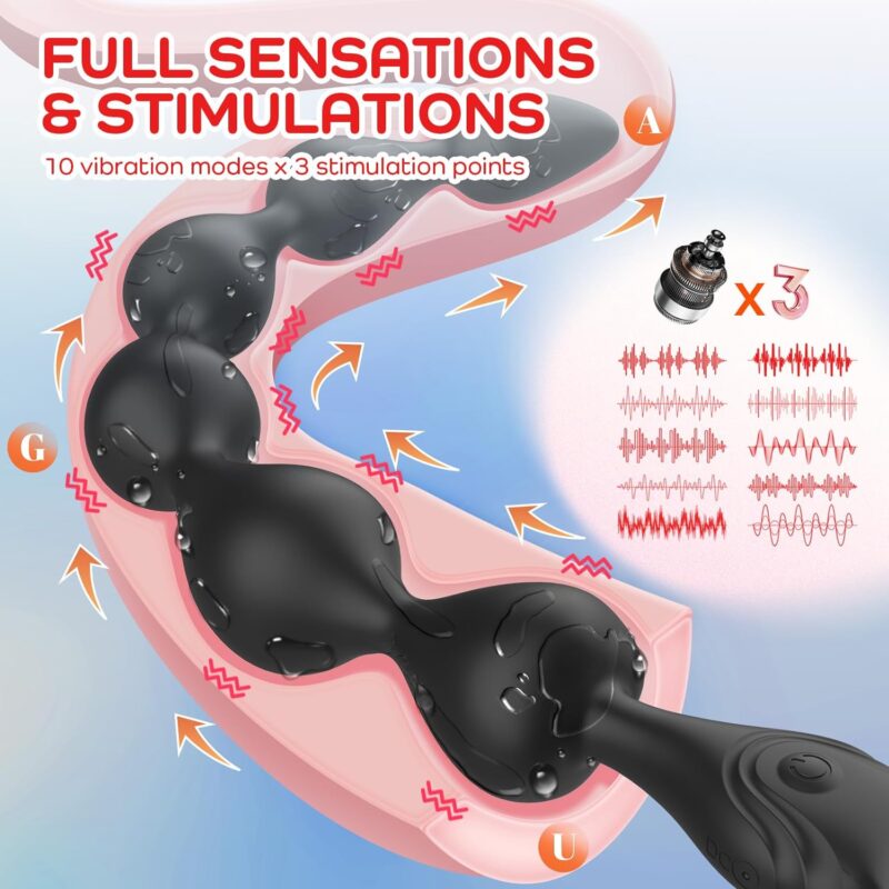 14.4 Inch Ultra-Soft Liquid Silicone Vibrating Anal Beads,  Rechargeable Long & Flexible Vibrating Butt Plug Prostate Massager with 10 Vibration Modes, Anal Toy Anal Sex Toys for Men Women Couples - Image 2